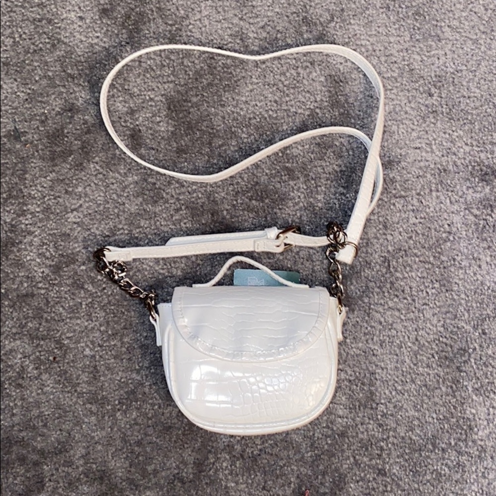 White Faux Croc Mini Purse